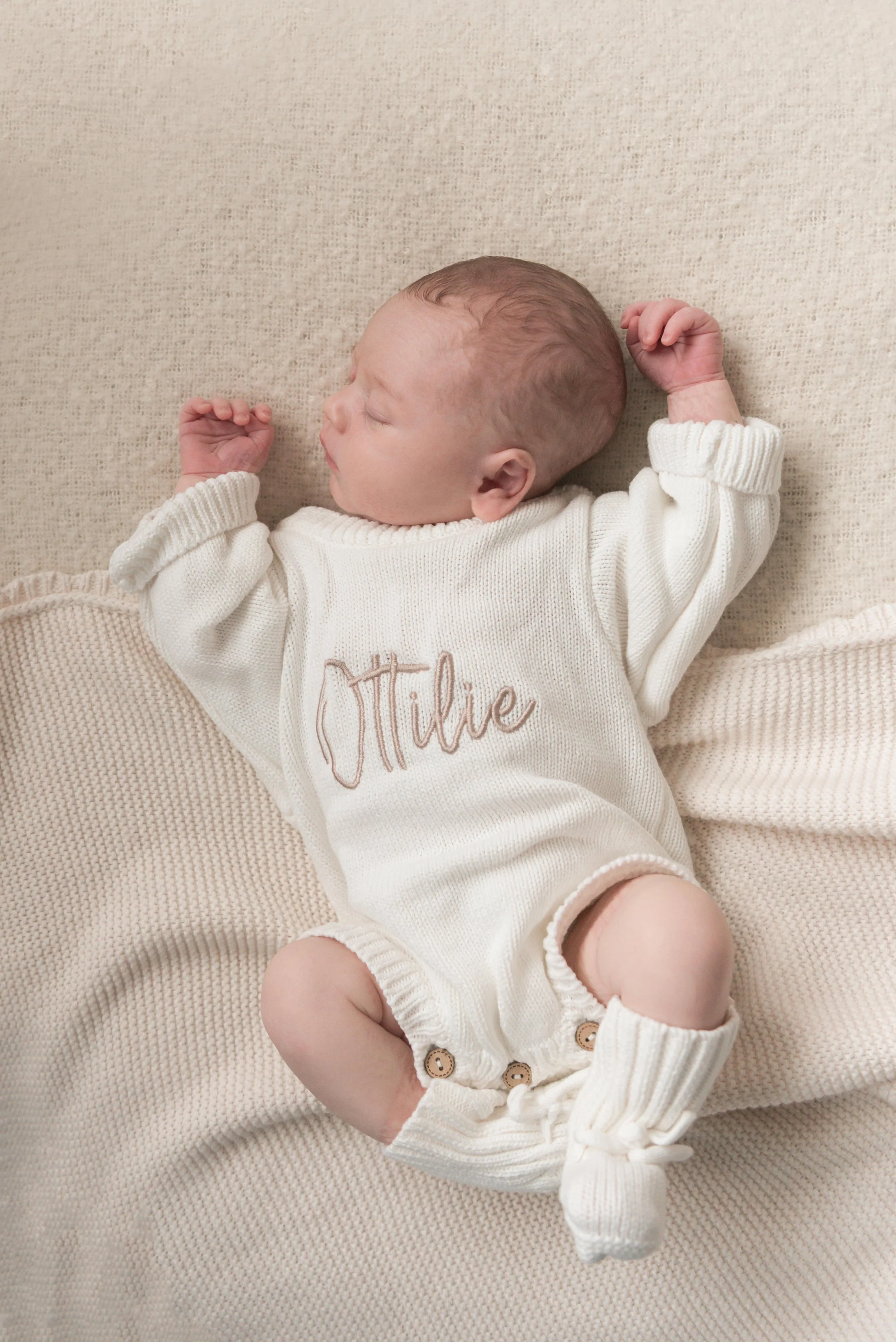 Jersey photographer - newborn girl stretching