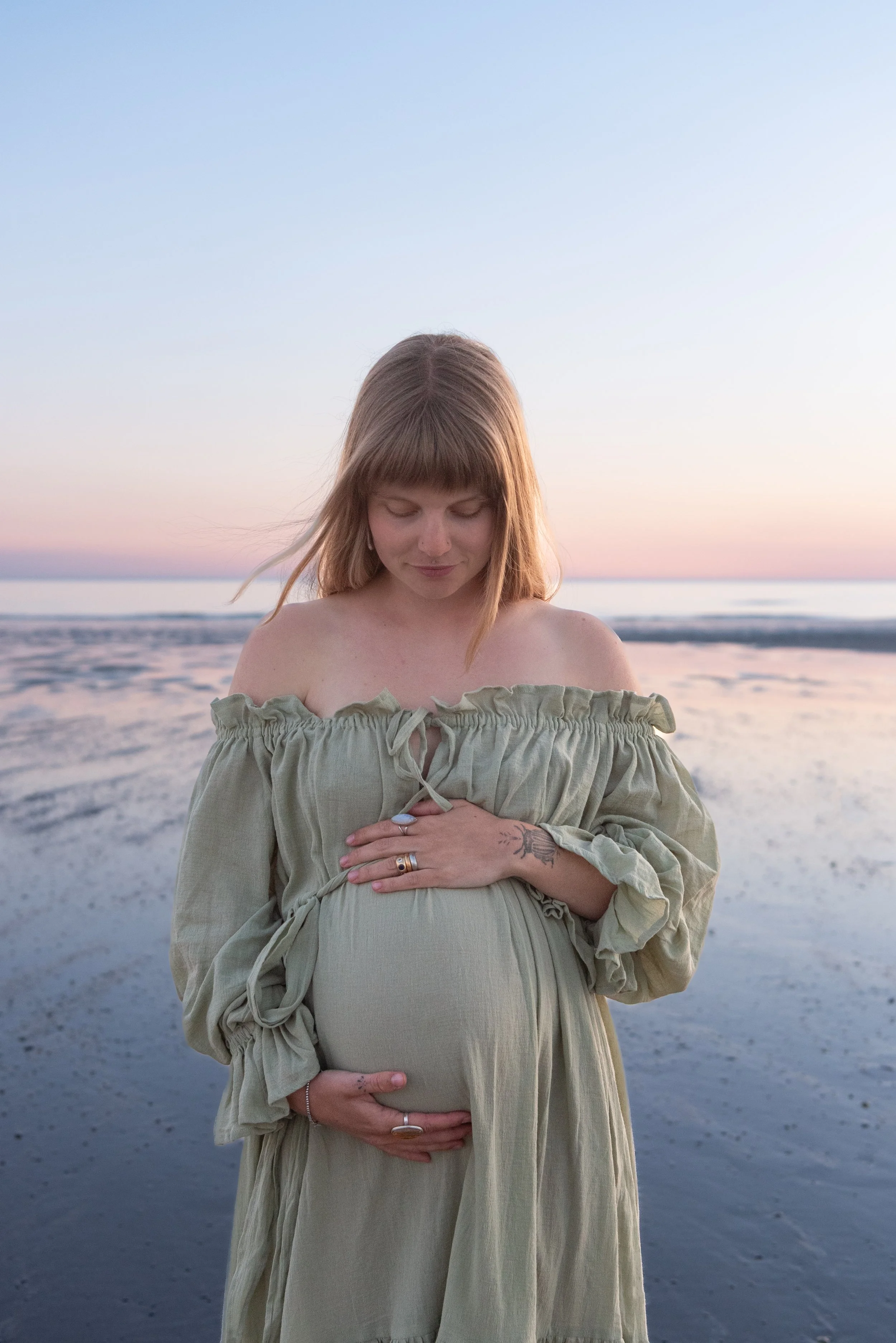 Jersey photographer - maternity portrait at St Ouens