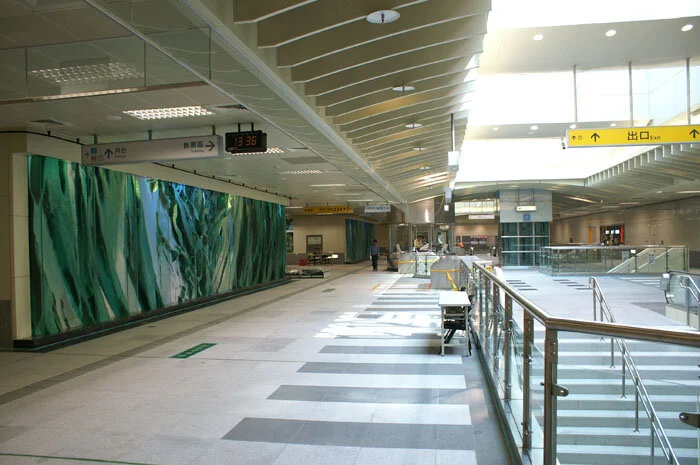  Overall view of the rapid transit station during public art installation 