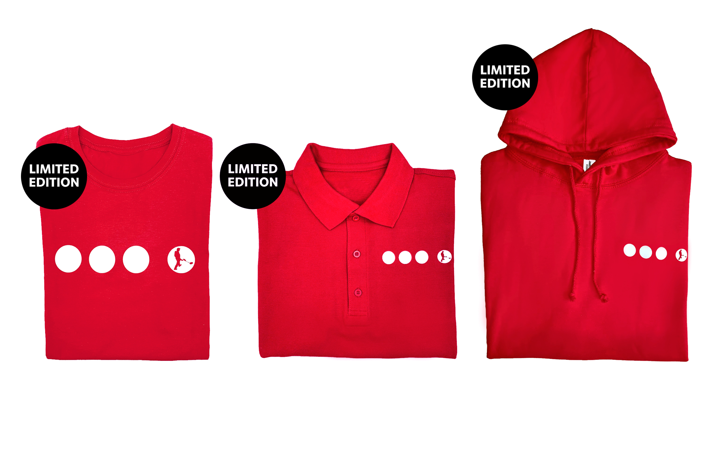 Limited Edition Searcher red polo tee (M/L/XL) £18.00 |Limited Edition Searcher red polo shirt (M/L/XL) £24.95 | Limited Edition Searcher red hoodie (M/L/XL) £34.95
