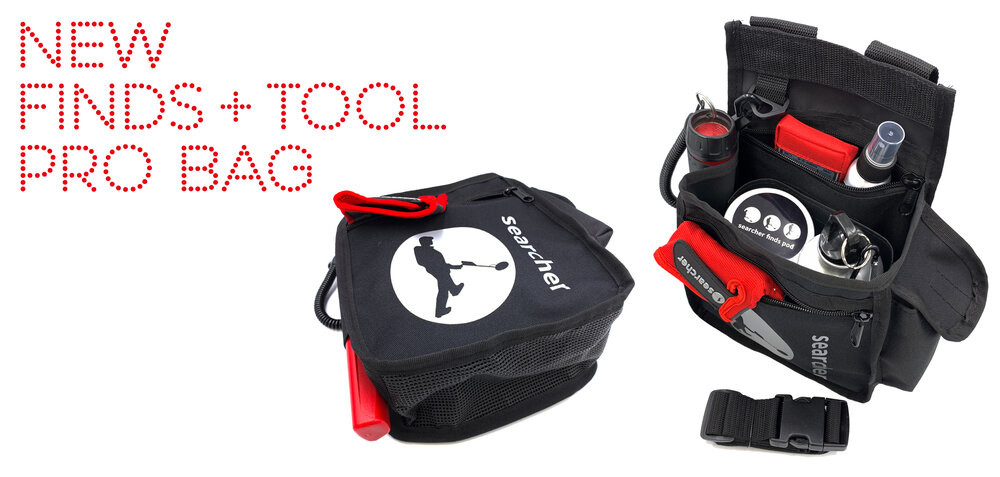 NEW Searcher Finds + Tool Pro bag £26.95 | Handy for your detecting kit and finds too, this bag will keep the bulk out of your pockets and allow you to keep detecting while keeping your finds safe and sound at your hip. It has two large internal poc…