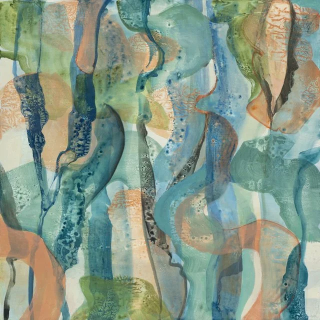   Underwater Labyrinth     24” x 24” x 1.5”    Mixed Media on Wood Panel 