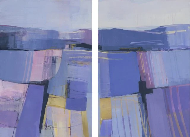   Waves of Lavender Blue   (Diptych)     36” x 48” x 1.5”    Mixed Media on Wood Panel 