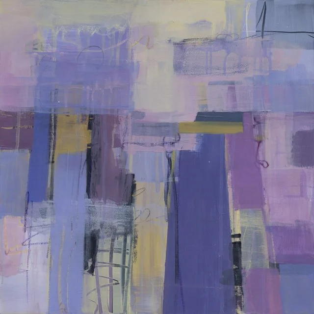   Laughing in the Purple Rain     24” x 24” x 1.5”    Mixed Media on Wood Panel 