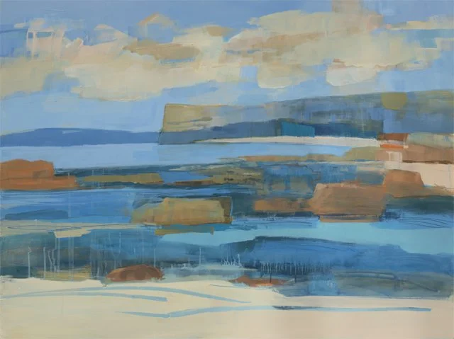   Crossing Stones     36” x 48” x 1.5”   Mixed Media on Board 