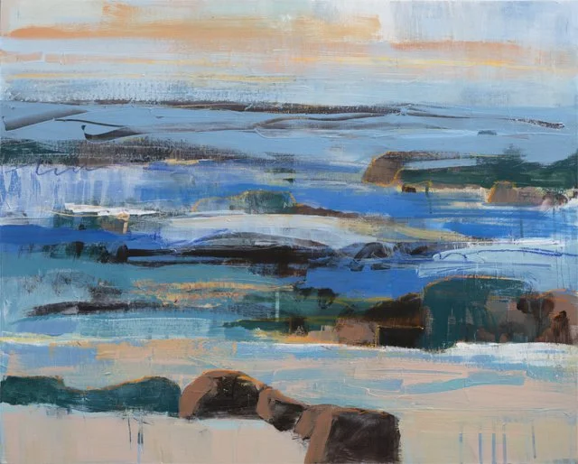   Roll On and On     24” x 30” x 1.5”     Mixed Media on Wood Panel 