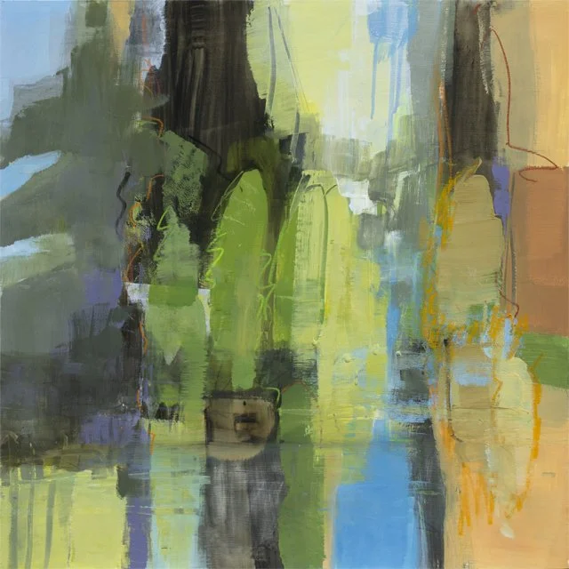   Green Reflection Greets     24” x 24” 1.5”     Mixed Media on Wood Panel 