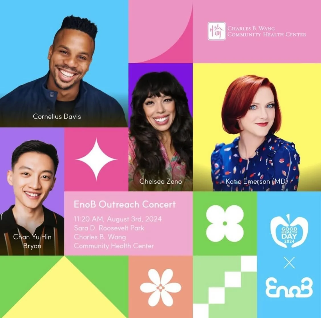 This amazing ENOB team will be performing a 15 minute Outreach Disney concert put together by yours truly for Good Health Day! It&rsquo;s hosted by the Charles B. Wang Community Health Center to promote healthy living in the community. 

Join us here
