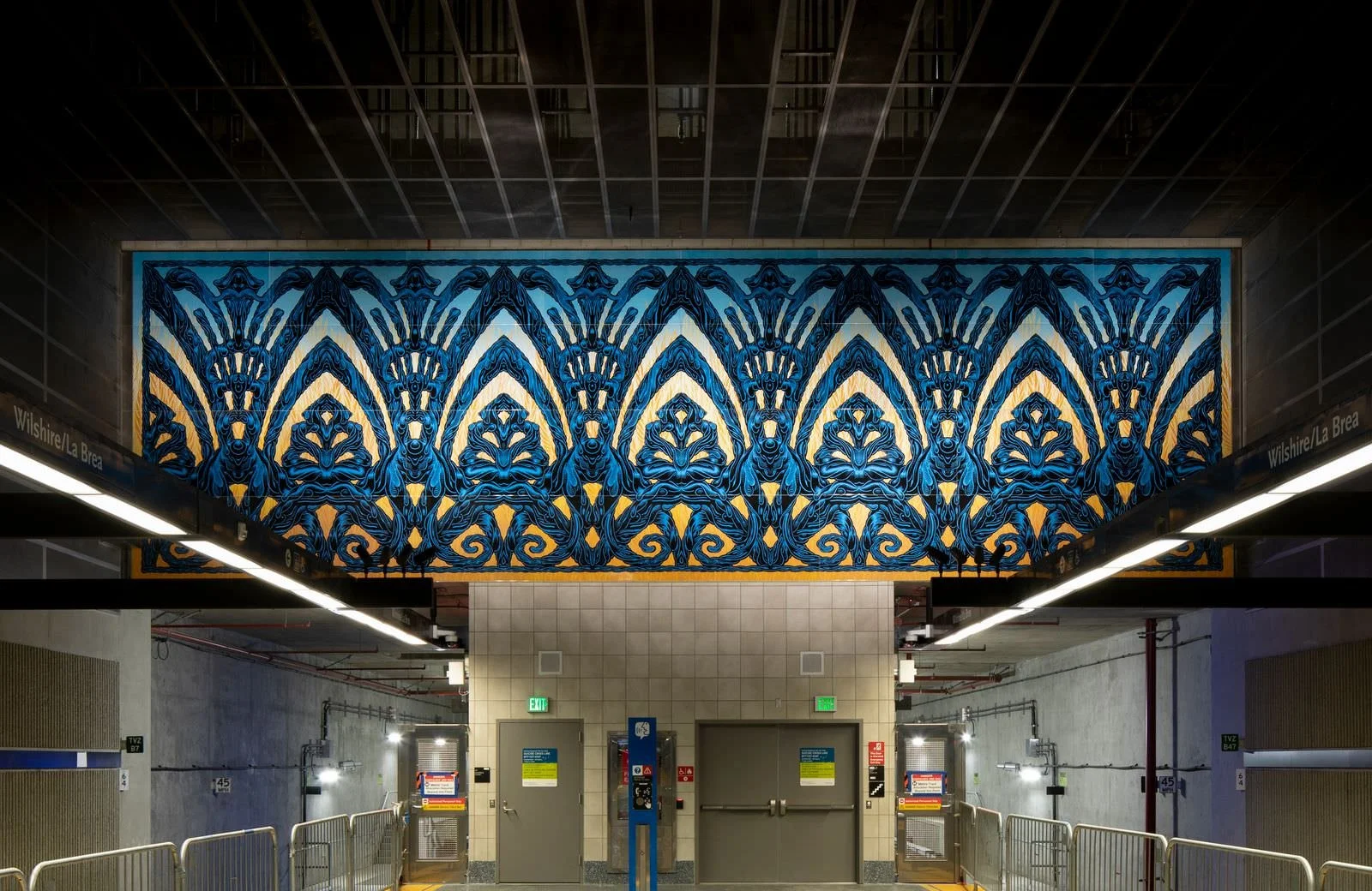 Image by Mark Dean Veca, Detail of Miracle of La Brea, 2026:  Installation view at Wilshire/LaBrea Station, LA Metro Images courtesy of Metro Art (Los Angeles County Metropolitan Transportation)
