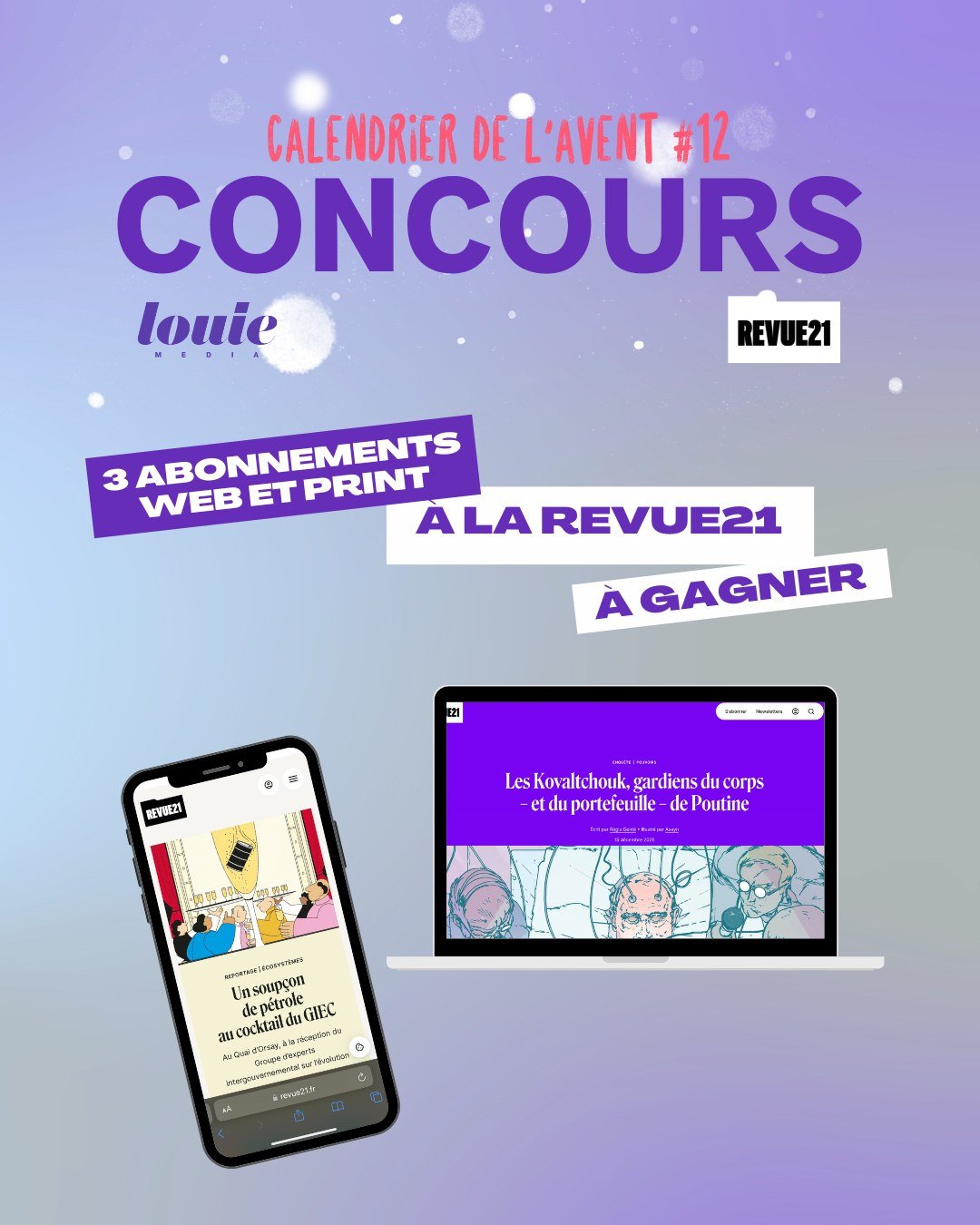 🎁CALENDRIER DE L&rsquo;AVENT 🎁
Avec ses enqu&ecirc;tes au long cours et son engagement pour une presse ind&eacute;pendante, @revuexxi propose un journalisme qui prend le temps de raconter le monde autrement. Reportages, r&eacute;cits, illustrations
