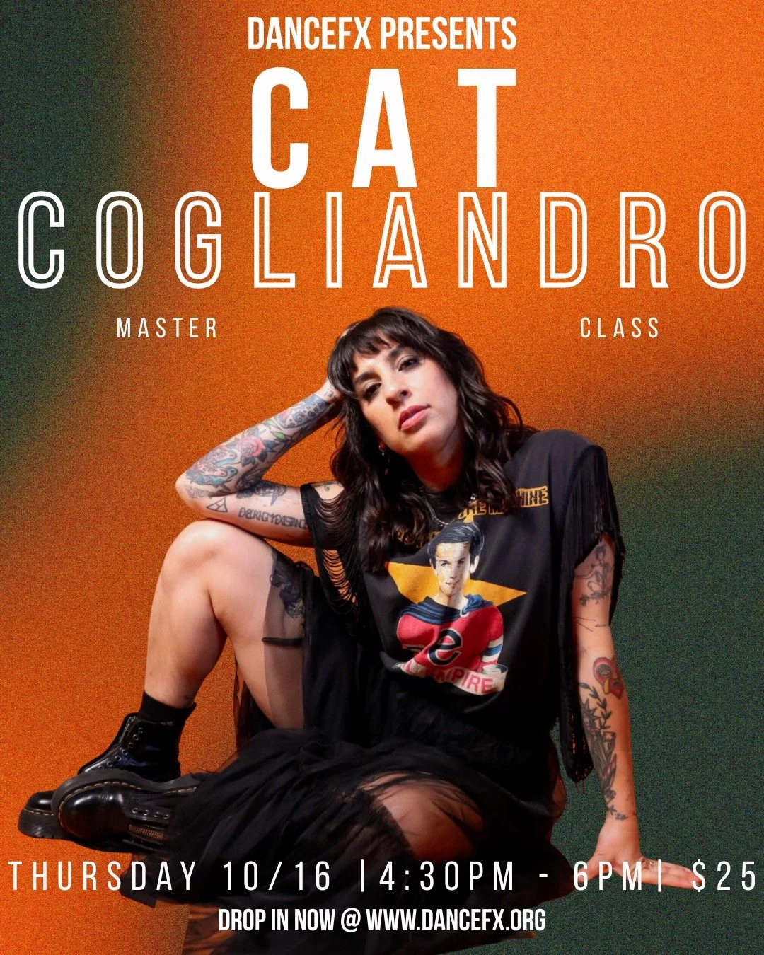 Let’s give a warm welcome to the incredible Cat Cogliandro! We’re so excited to have them teaching a Contemporary Master Class this Thursday. Get ready to move, feel, and be inspired!