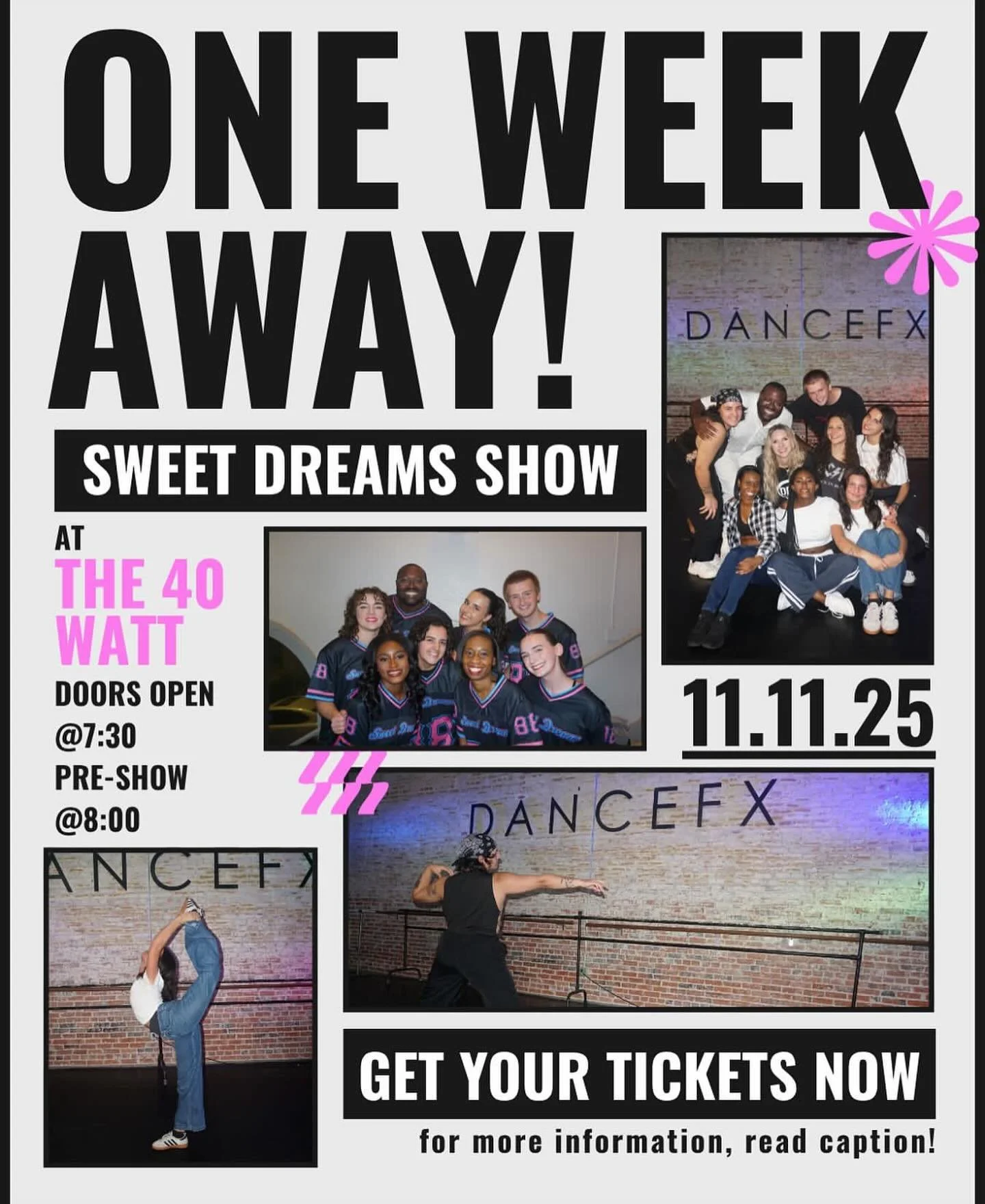 It&rsquo;s almost showtime! Come support Sweet Dreams on November 11th in raising money for @projectsafeinc. If you, or anyone you know, would like to be a sponsor and donate a product or prize for our giveaway please email devin@dancefx.org. All pro