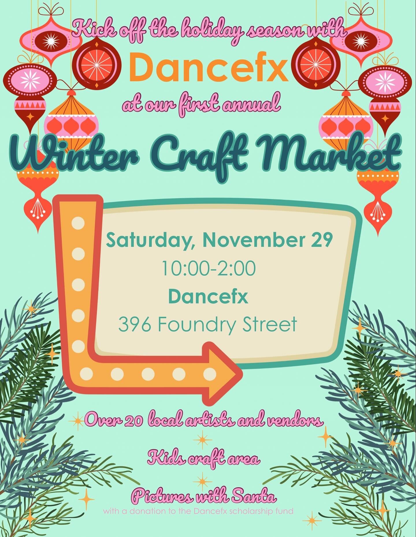 Mark your calendars for our Winter Craft Market! We have 20 local vendors and artists ready to help you get all of your holiday shopping done!