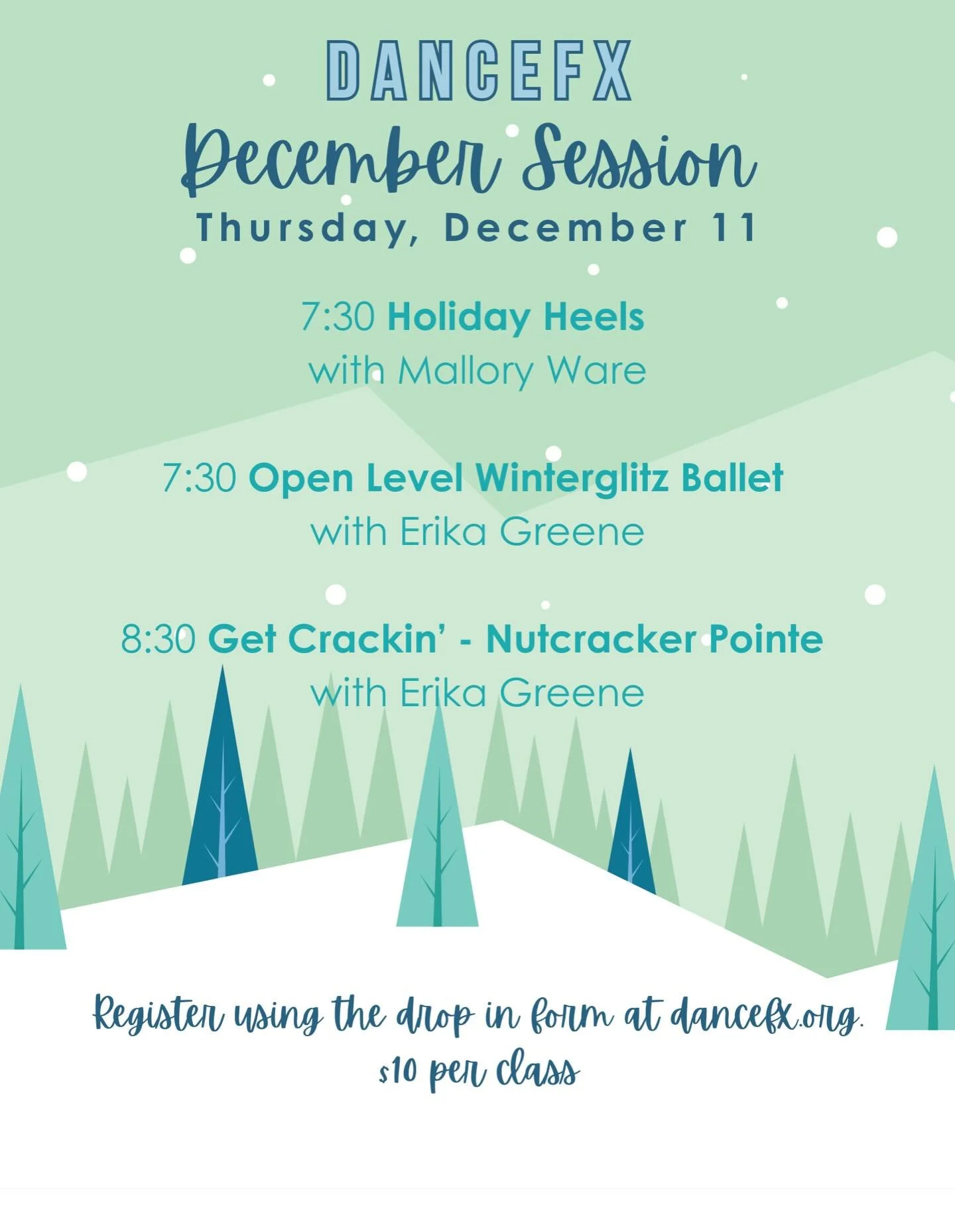 Join us tonight for three fun classes! Only $10 per class. Register NOW using the drop in form at dancefx.org.