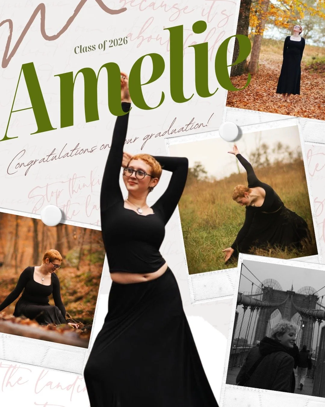 We have our 5th senior, Amelie Huff. She not only integrates herself in dancing but as well around the Dancefx community. She is a well know face around the studio and loves engaging with everyone from her students in Pre/K Ballet and Tap to her work