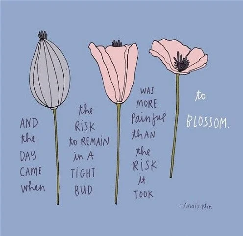 "And the day came when the risk to remain in a tight bud was more painful than the risk it took to blossom" -Anais Nin