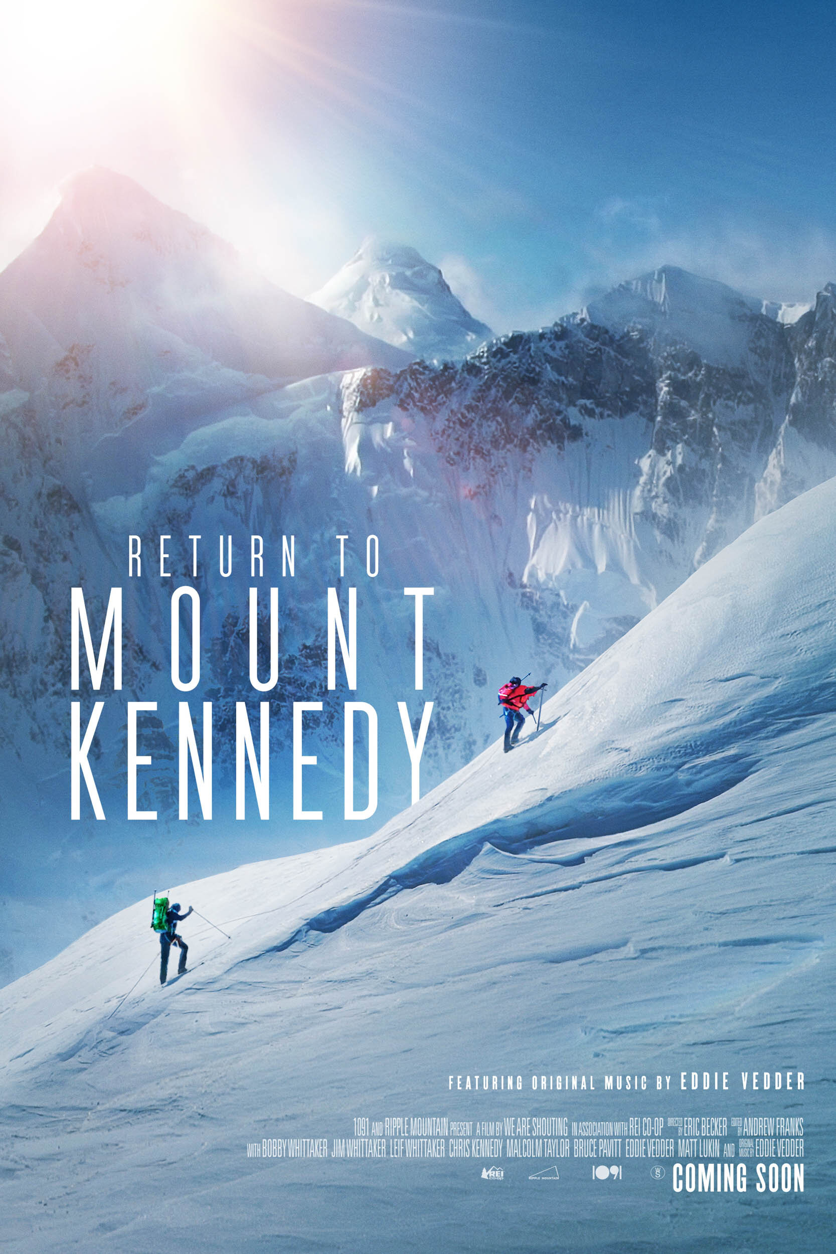  - In 1965 Jim Whittaker led Senator Robert Kennedy to the first ascent of a remote mountain in the Yukon named after the late president, JFK. Fifty years later, the sons of the original climbing team—a raucous band manager, a candidate for governor, and a young mountaineer—embark on an expedition to the mountain to celebrate the special bond that connects them all. Featuring unreleased instrumentals by Eddie Vedder and never before seen footage and photos of Robert Kennedy, the feature-length documentary sits at the intersection of politics, human rights, environmentalism and adventure.