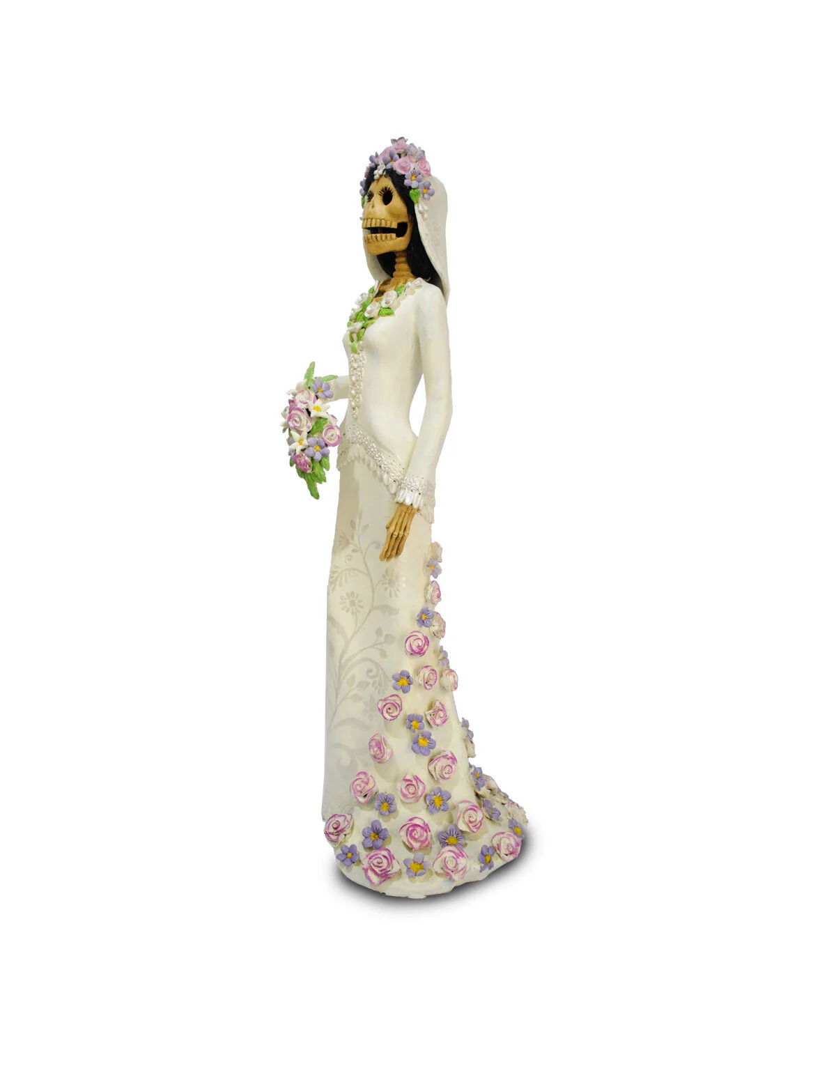 Catrina de barro vestida de novia — Tikal Arte Mexicano