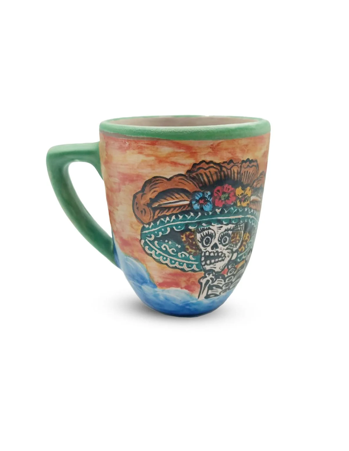 Taza de cerámica decorada con peces de colores hecha de manera ...