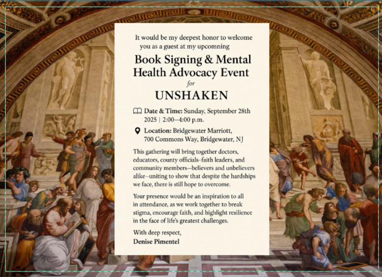 Unshaken Book Signing & Mental Health Advocacy Event