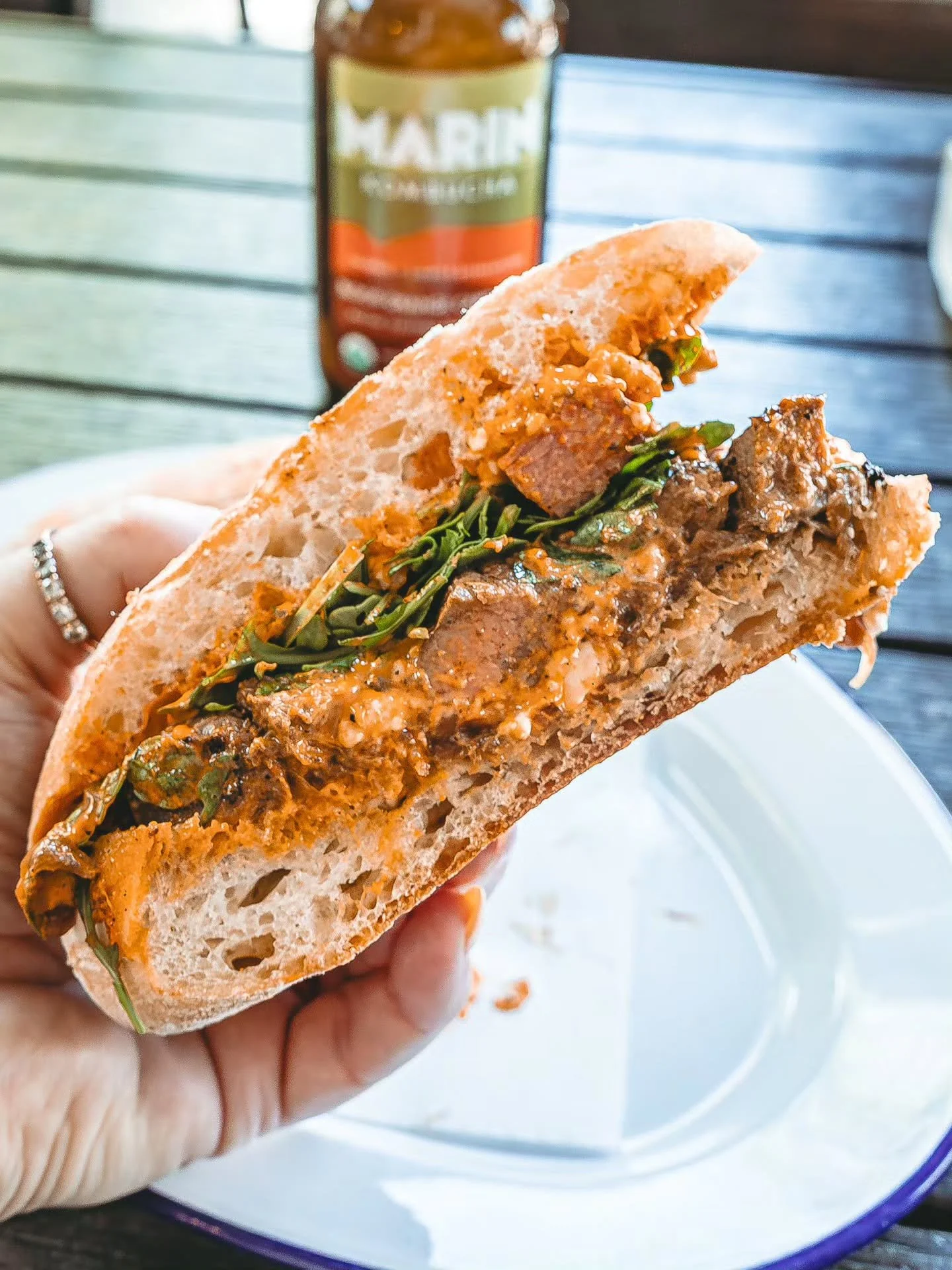 Take a bite out of your day with our Big Blue! 🥪 This crowd favorite is made with grilled Brandt Ranch flank steak, Point Reyes blue cheese, caramelized onions, fresh arugula and red pepper romesco aioli inside a toasted ciabatta roll. 😋

Click the