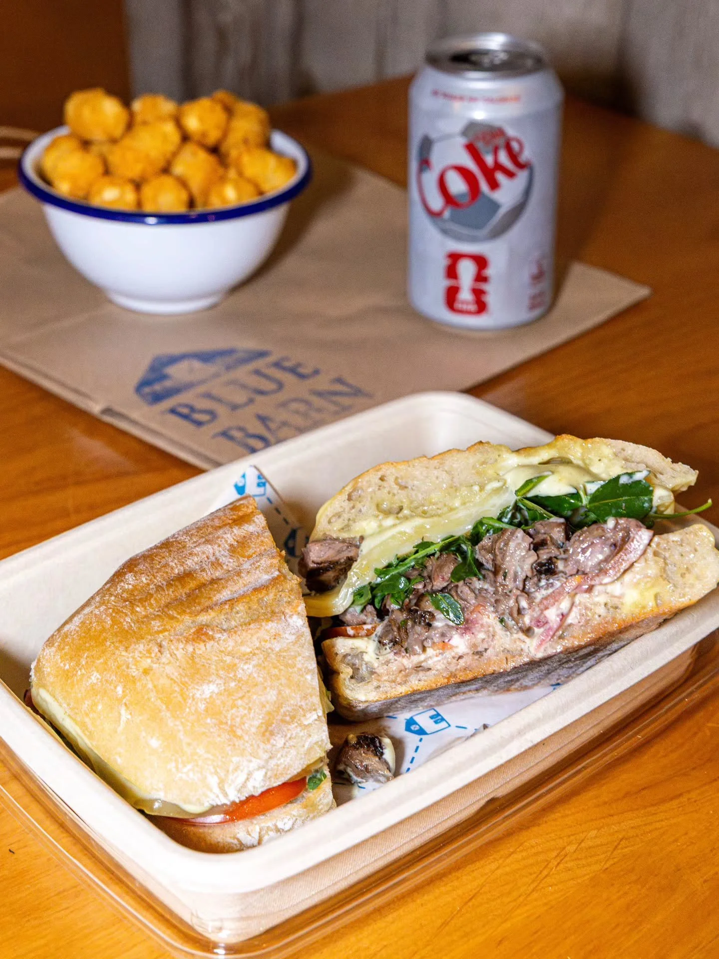 Mid-week pick-me up served. 👏 Our Skirt Sandwich is made with grilled brandt ranch steak, provolone, roma tomato, pickled onion, arugula and rosemary-garlic aoili on a ciabatta roll. 

Order ahead by clicking the link in our bio today! 🔗 #bluebarng