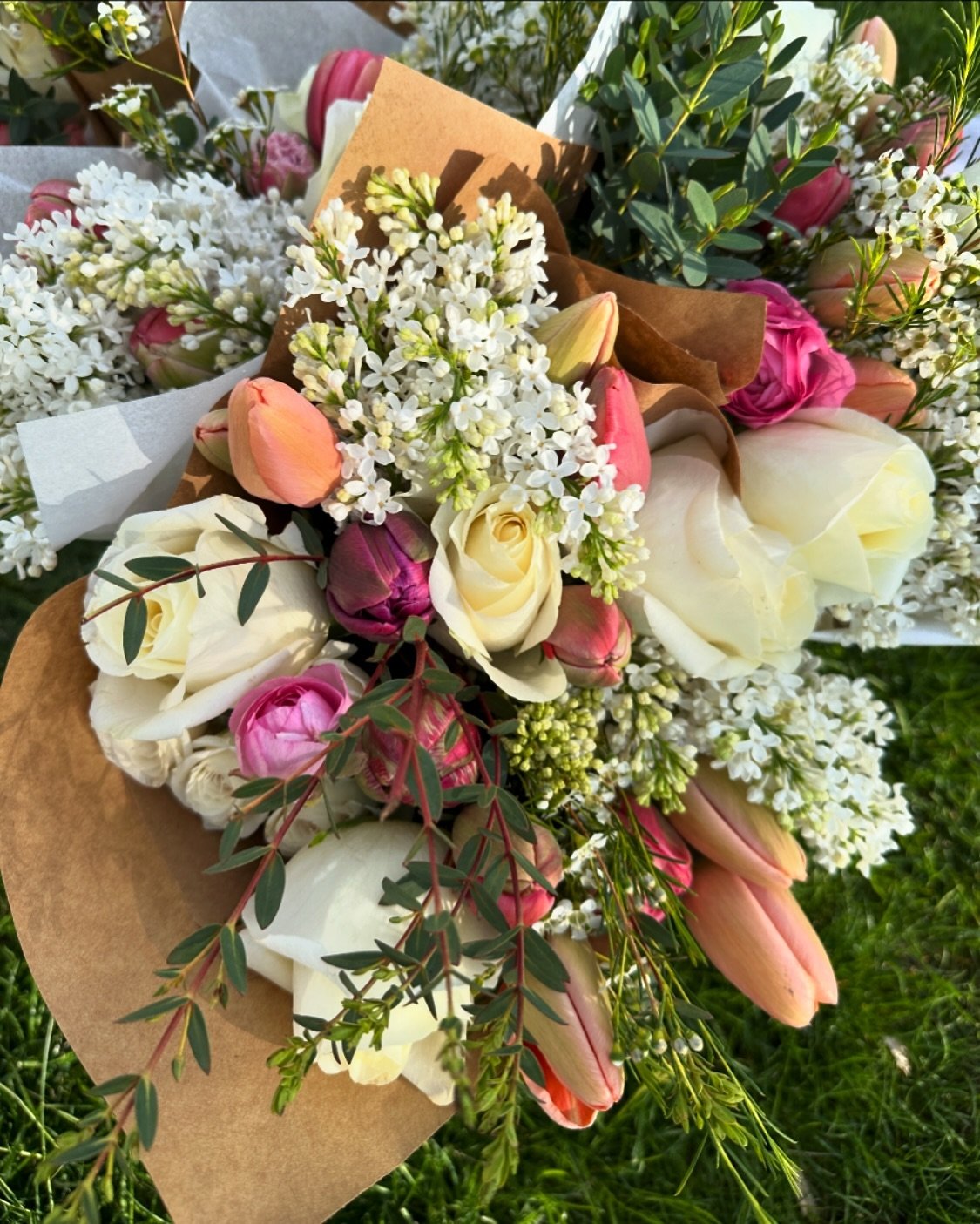 Preorders are open for tomorrow May 11th. 10am-1pm pickup at our stand. We will not be open for drop ins tomorrow, only preorders. We will be open again on Sunday for all the flowers. We take the upmost care and time in our bouquets and this is in or
