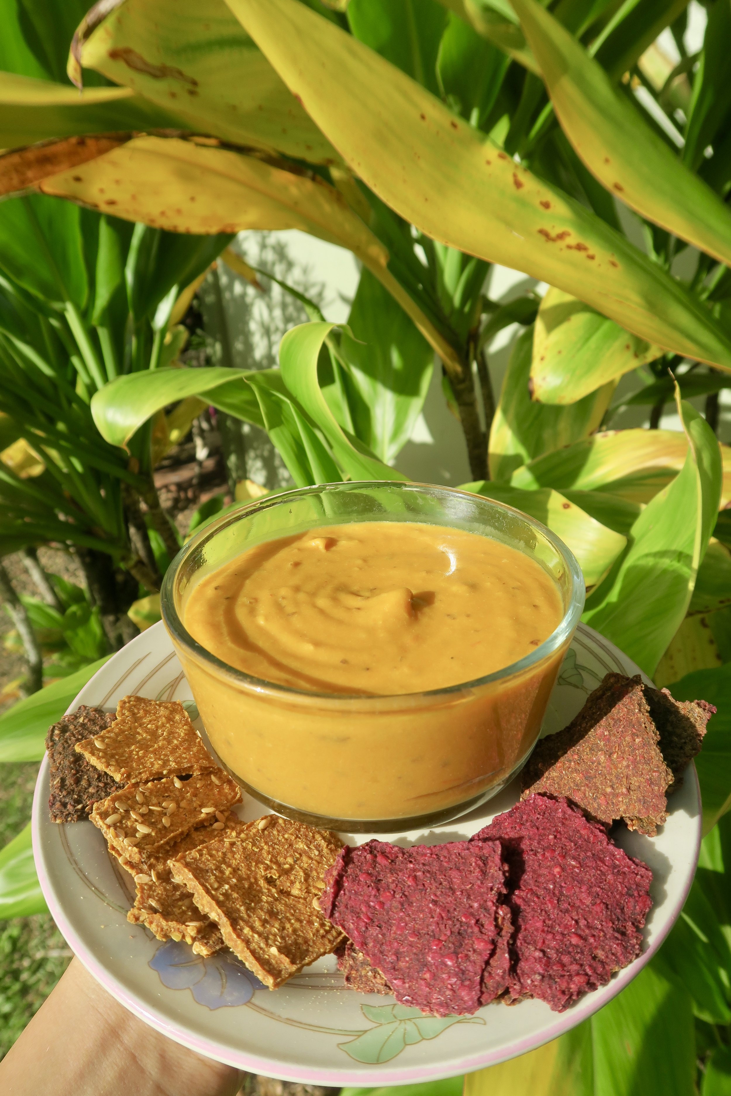 I used ‘Brad’s plant based’ brand chips. These chips are raw vegan and made from dehydrated veggies like beets, sweet potatoes and kale!