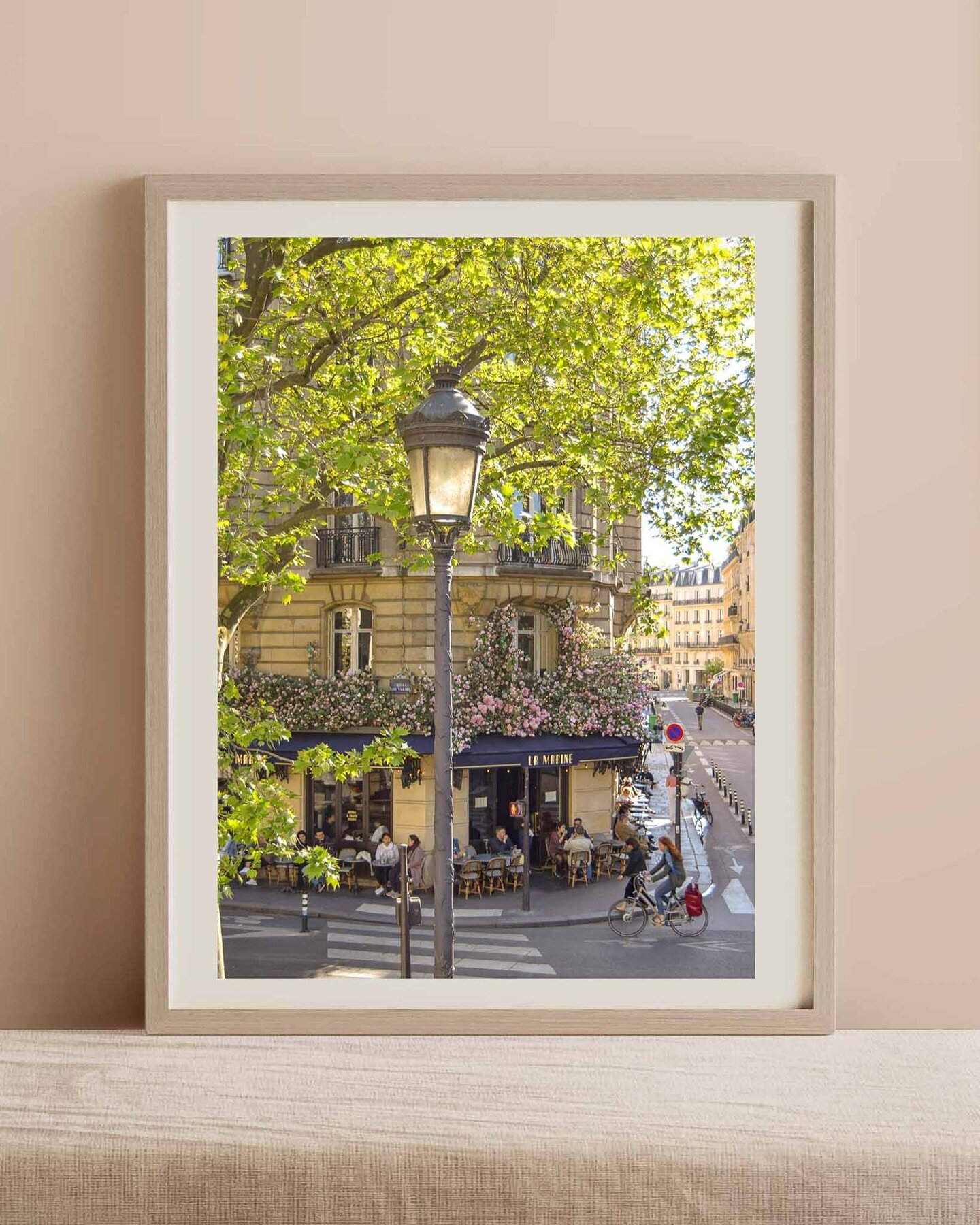 new print in my shop today! ✨ 
It is called La Marine which is the name of this pretty Parisian caf&eacute; @lamarineparis10 adjacent to the Canal Saint-Martin in the popular 10th arrondissement of Paris ⚜️

All my prints are 8x10 and are printed on 