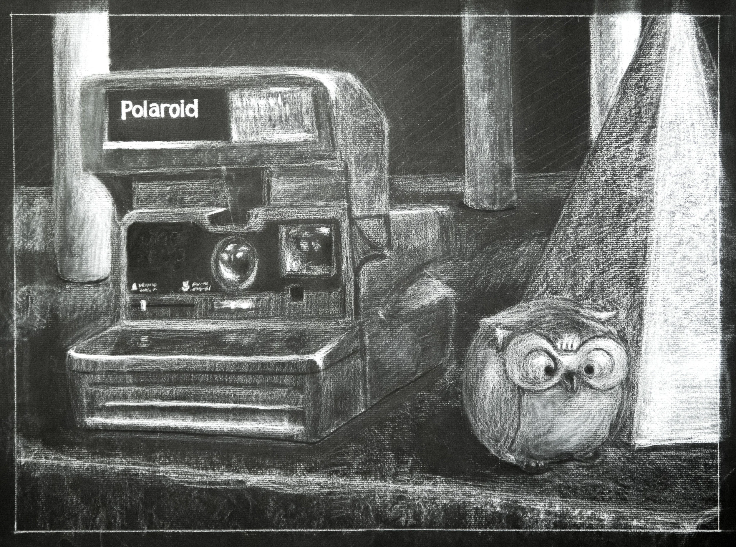  2015 - White charcoal on black paper 