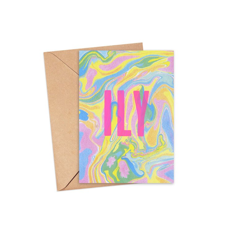 Marbled ILY - letterpress card