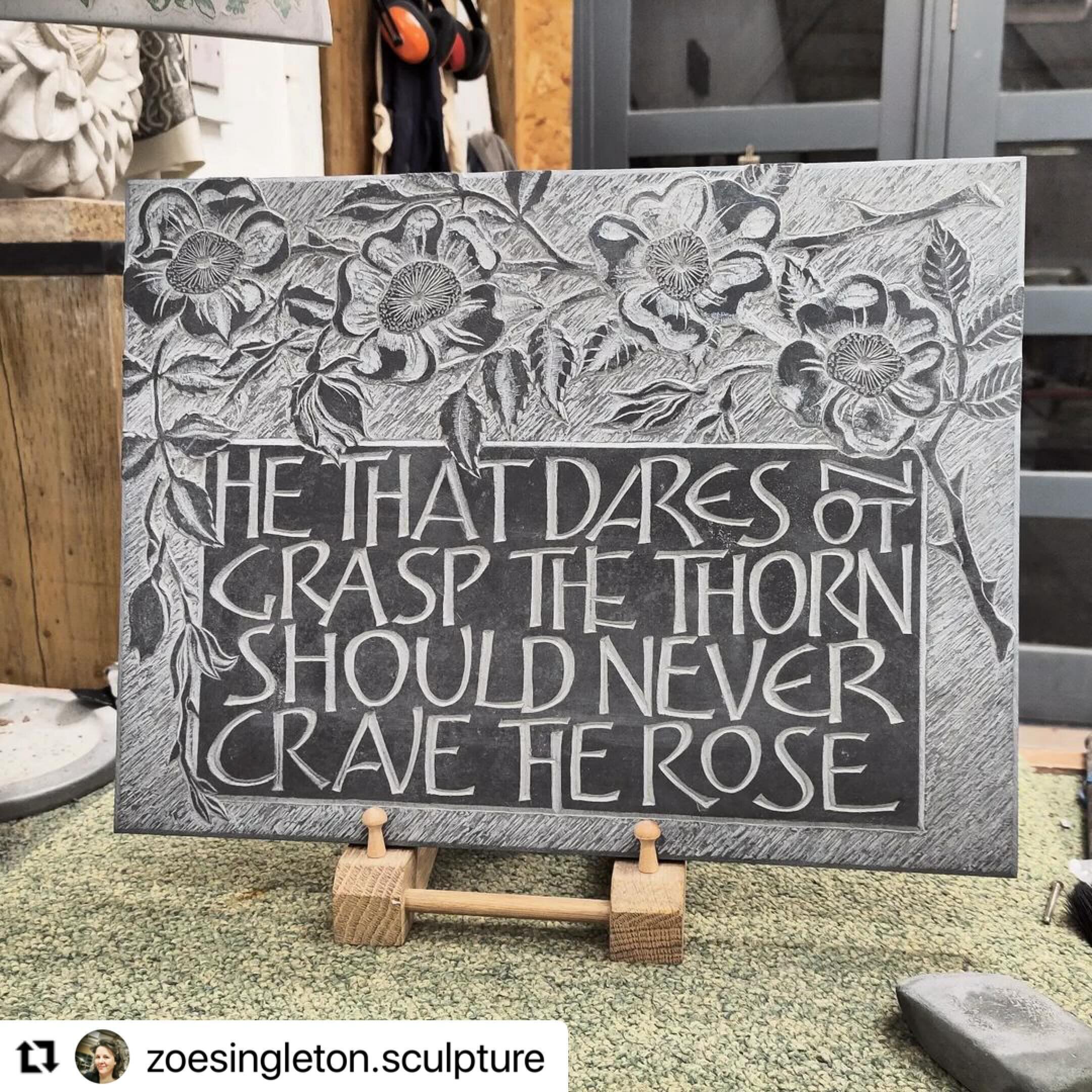 #Repost @zoesingleton.sculpture 
・・・
Lots of work still to do on those roses - Work in Progress. 

It&rsquo;s all the fiddly work now, refining and polishing, always takes as long as the carving. I love this Anne Bront&euml; quote, it&rsquo;s been on