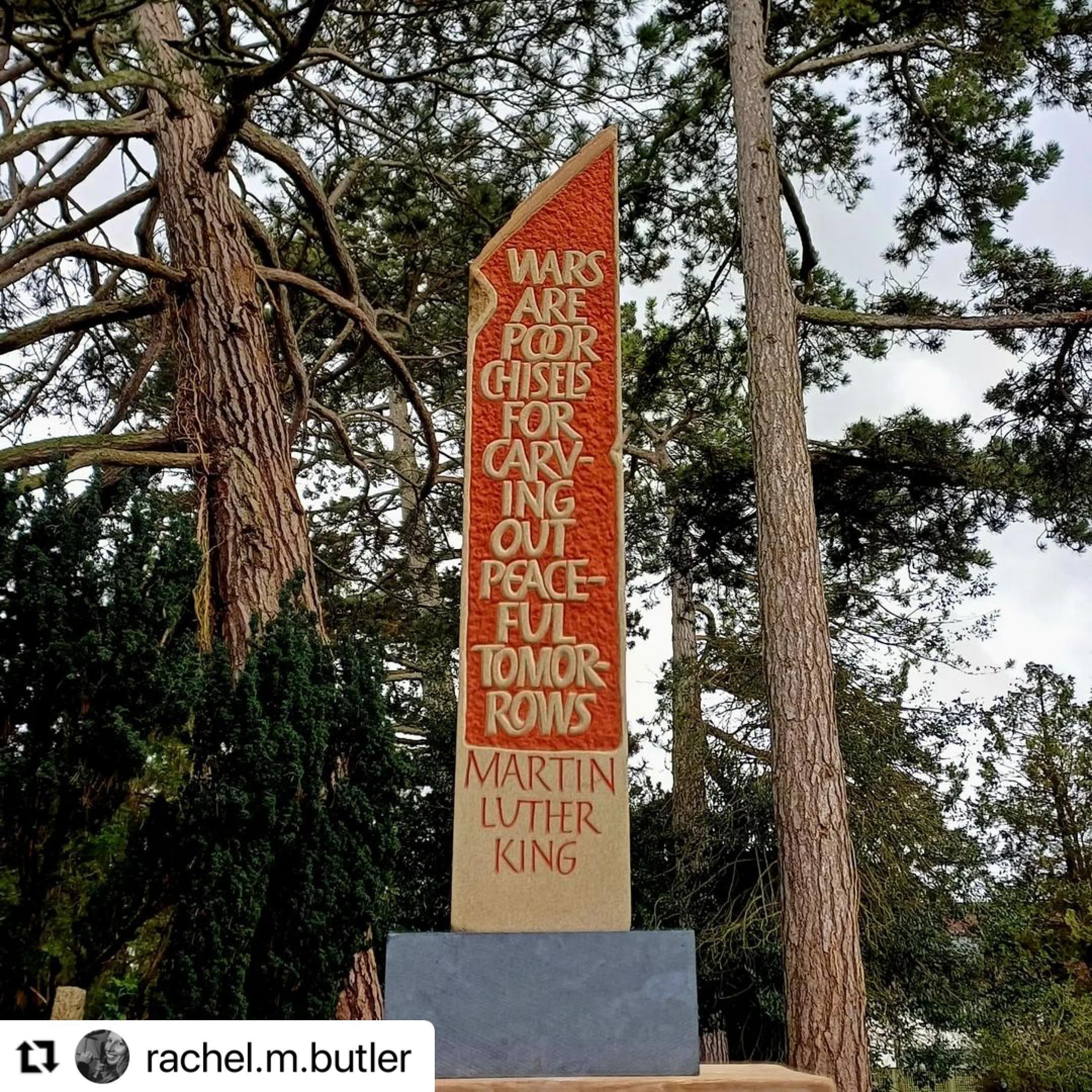 #Repost @rachel.m.butler
・・・
Carved and painted.

A quote by Martin Luther king - Woodkirk, sandstone. The texture of pecking with raised and v-cut lettering, is a great contrast and apt for the subject. Design by Eric.

Documenting my apprenticeship
