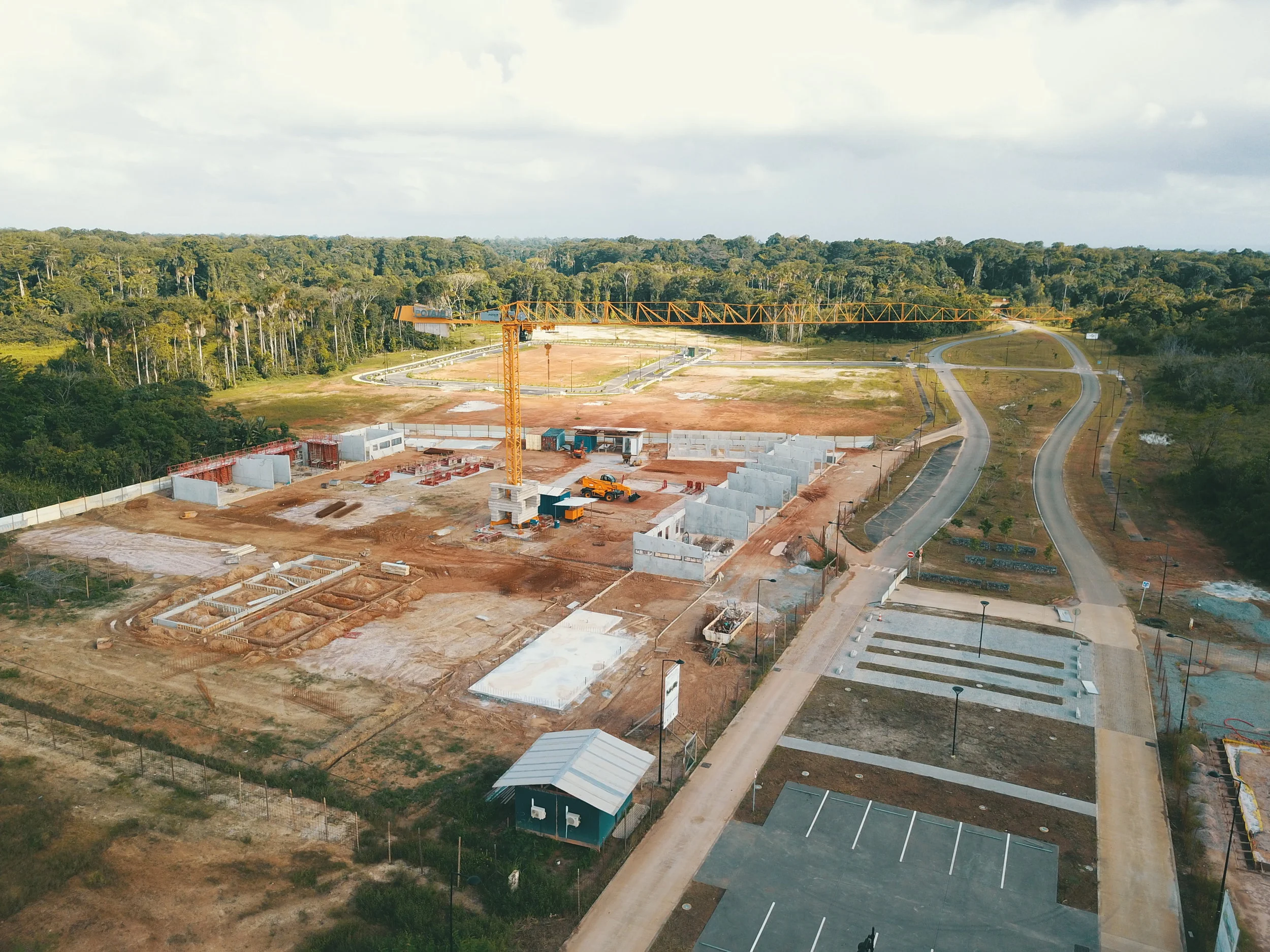 Vue aérienne du projet en chantier février 2018