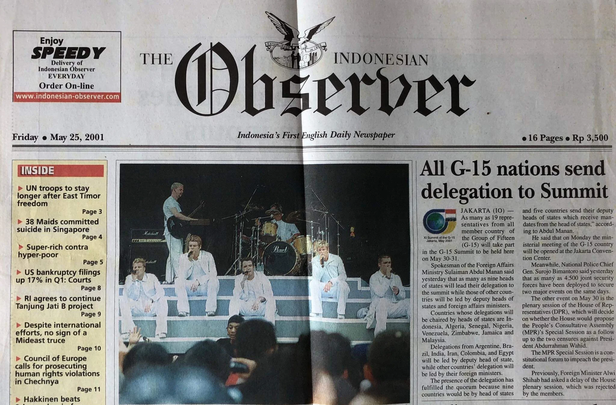  Front page news in Indonesia in 2001 