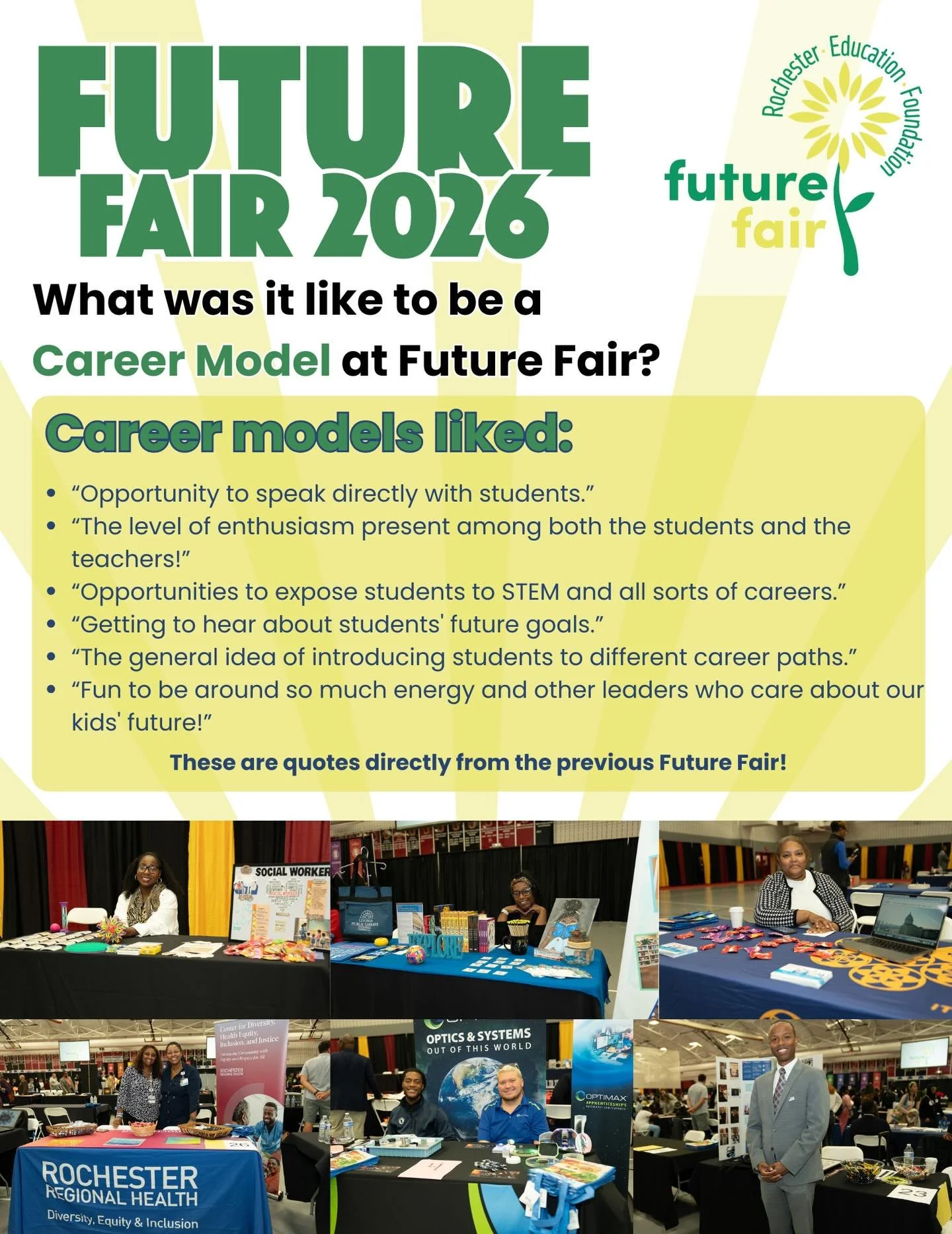 Interested in being a Career Model at Future Fair? Check out our website to learn more! 

Link in bio 

#futurefair #futureisbright #rochestereducationfoundation #rochestereducation #collegeaccessandsuccess fafsa education rochester smileprogram musi