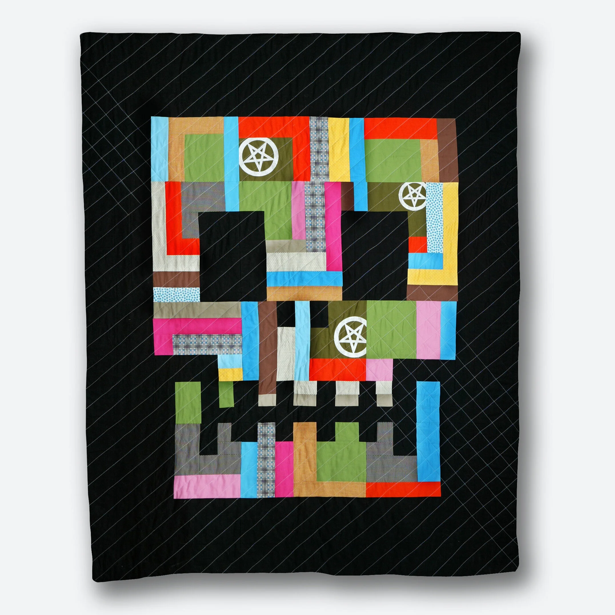 ^ Skullf***ed #1 / 62" x 74" / Half Log Cabin variation / 2006