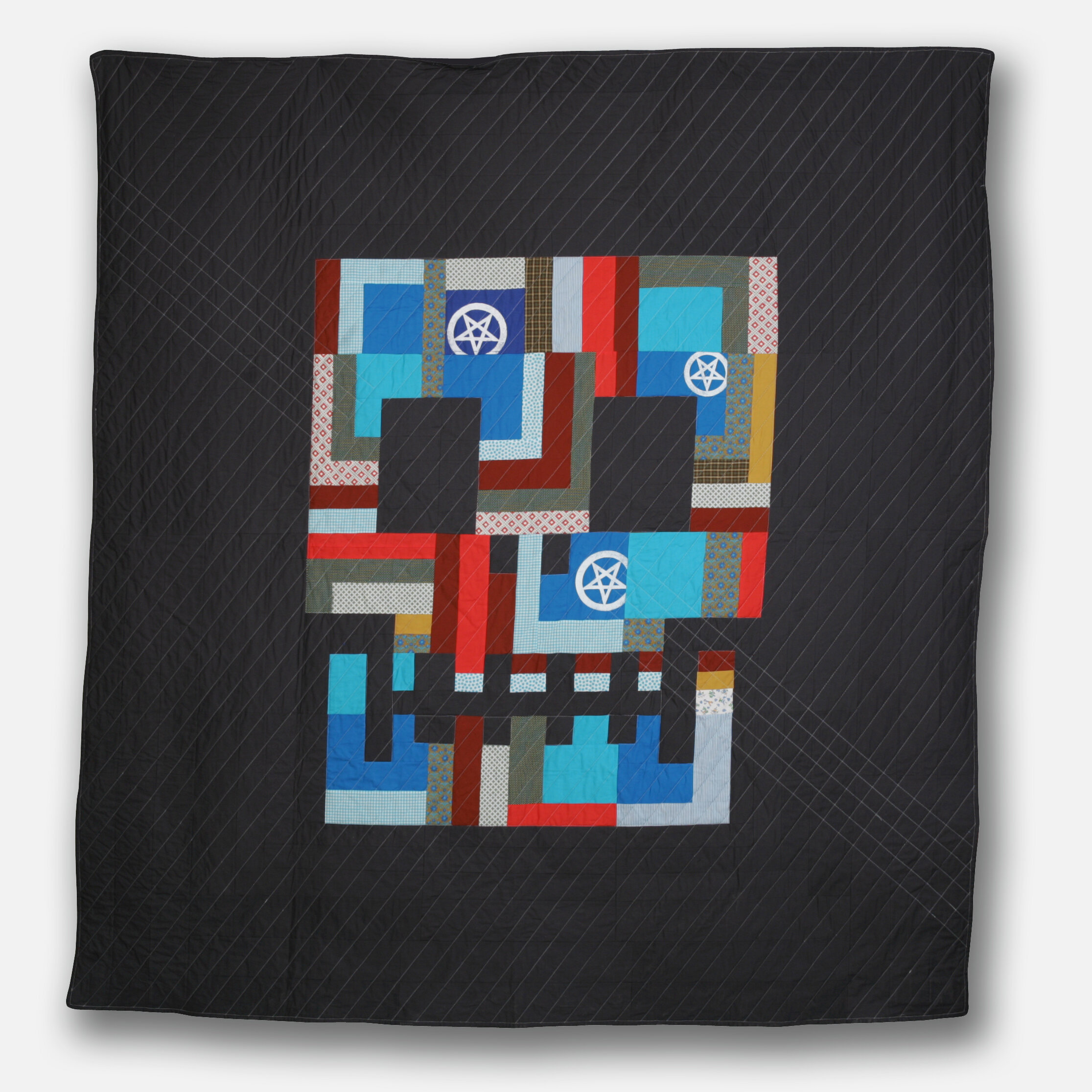 ^ Skullf***ed #3 / 80" x 82" / Half Log Cabin variation / 2007