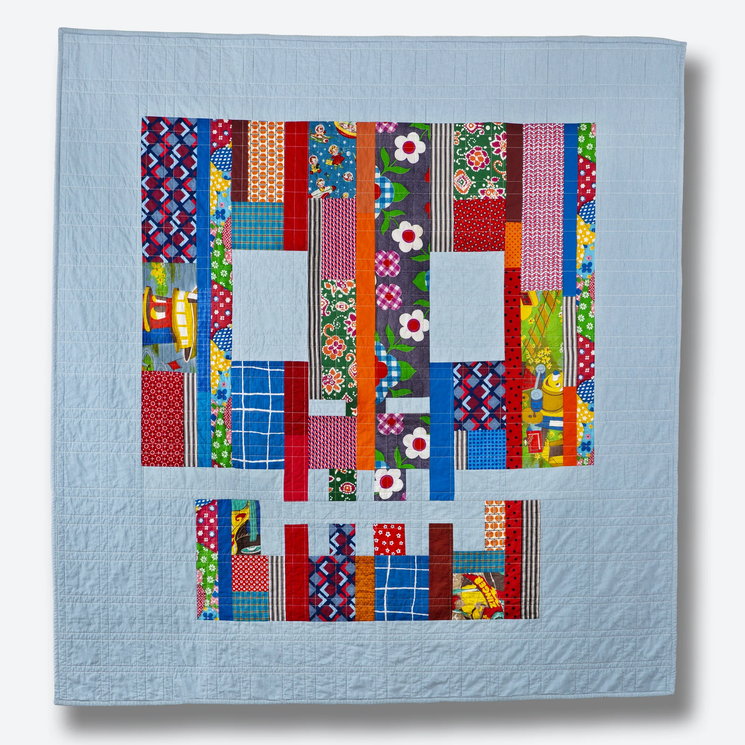 ^ Ruination / 73" x 84" / Strip quilt / 2019