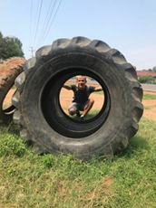 A tractor tire, perfect for shoe soles!