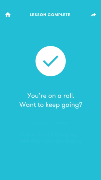 Lesson Complete - Choices on Next Lesson
