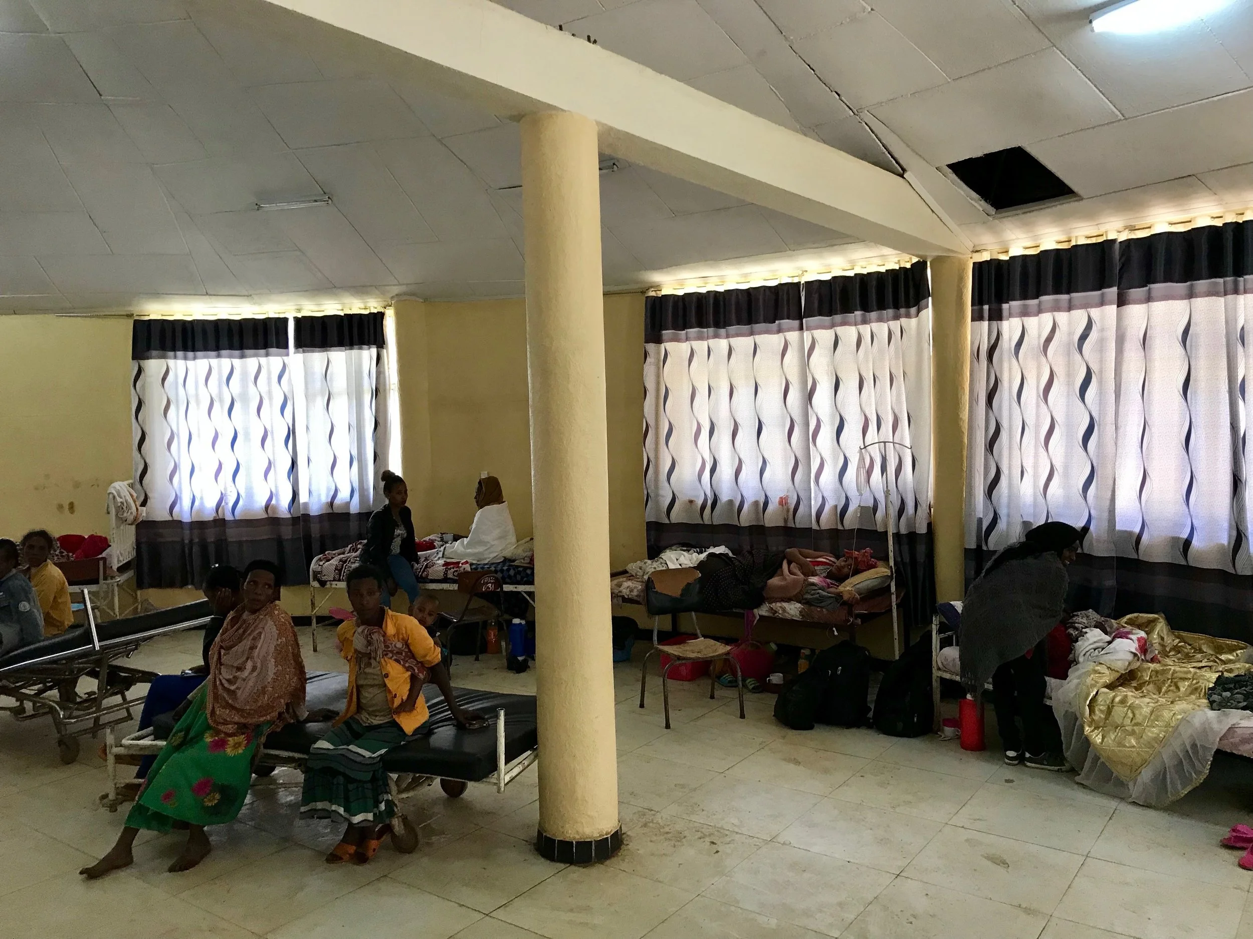The pavilion in the courtyard of the hospital where new mothers wait to recover before going home.