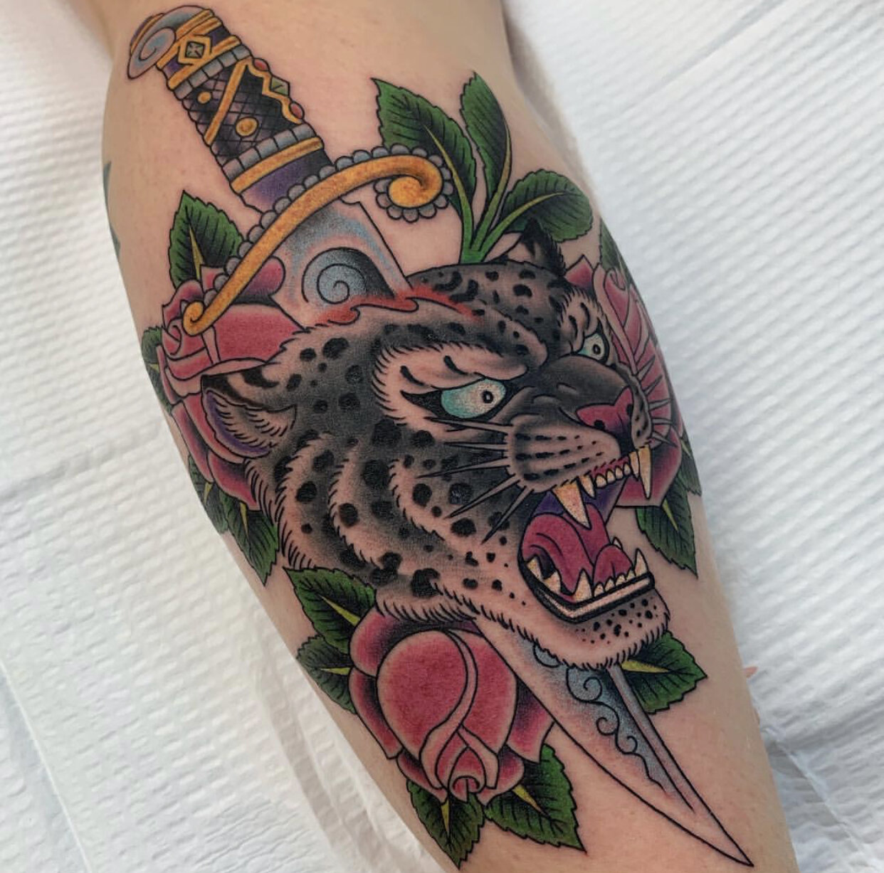 Panther-and-dagger-Tattoo-Traditional-Stephen-Costello-Great-Wave-Tattoo-Austin-Texas.jpg
