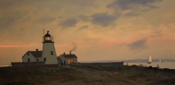 Sunset at Bird Island Light, built 1819 Buzzard, MA