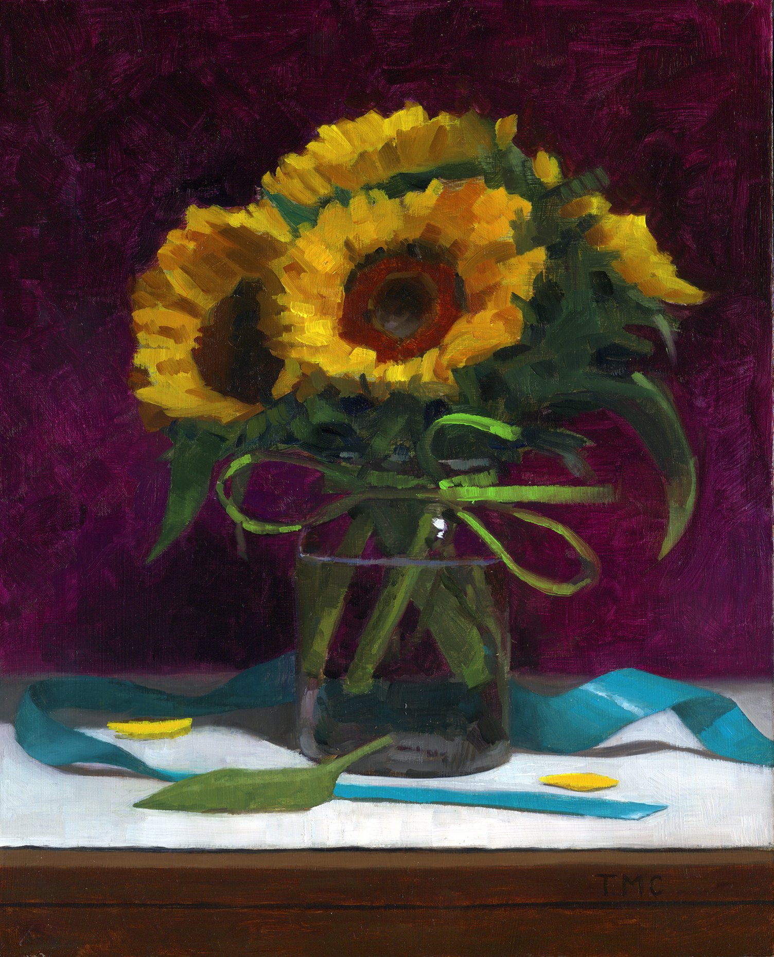 Sunflowers with a Blue Ribbon