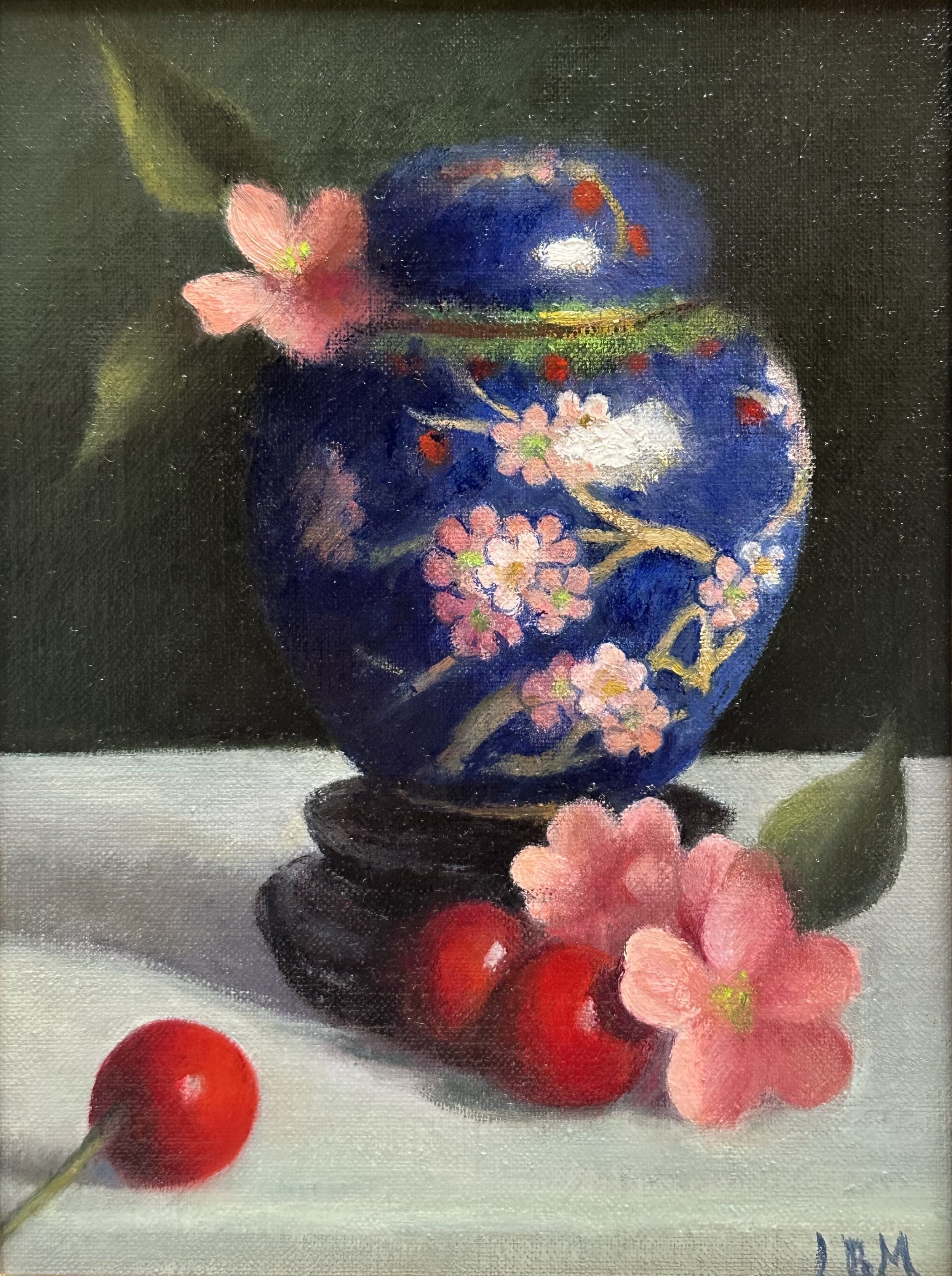 Blue Ginger Jar &amp; Cherries