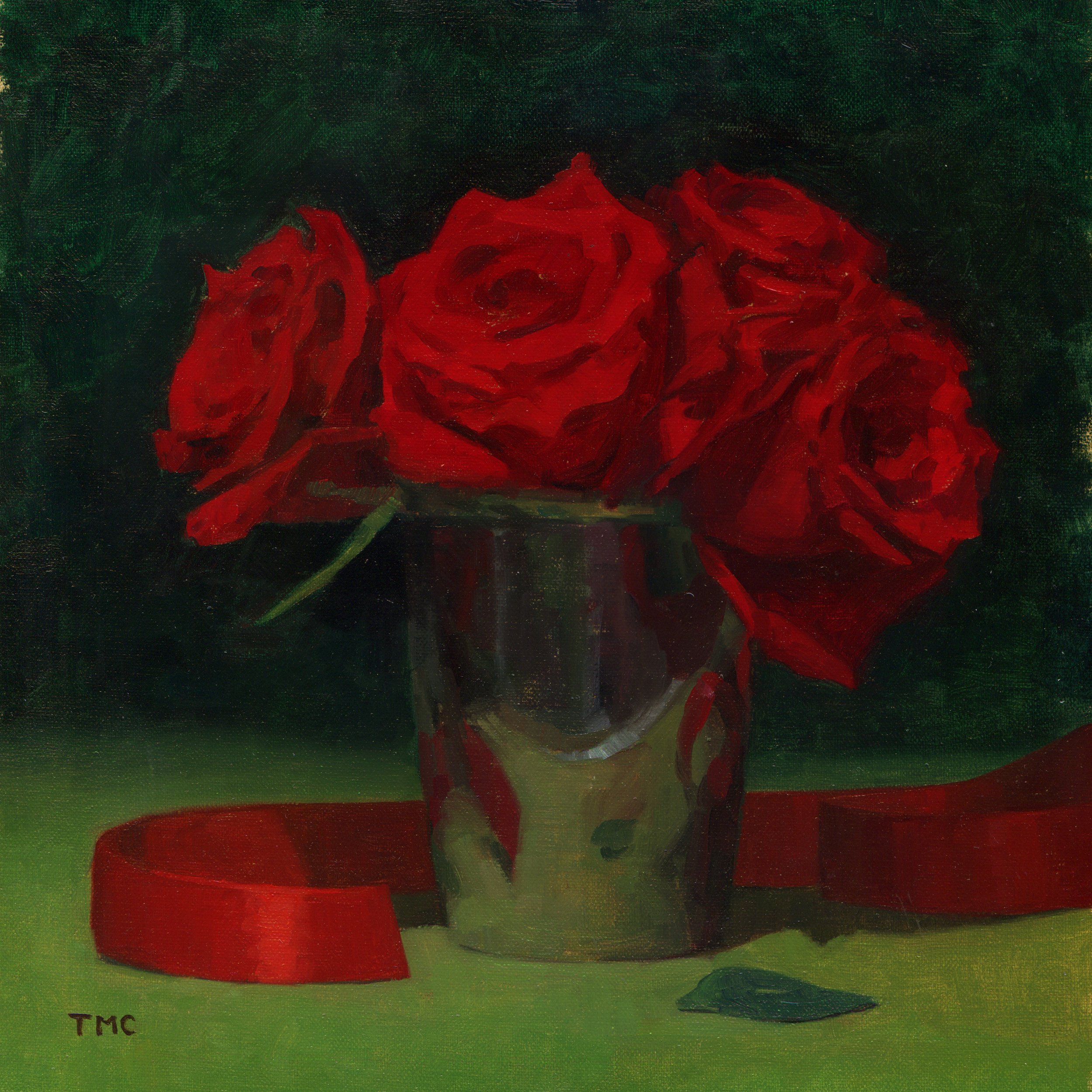 Red Roses with Ribbon