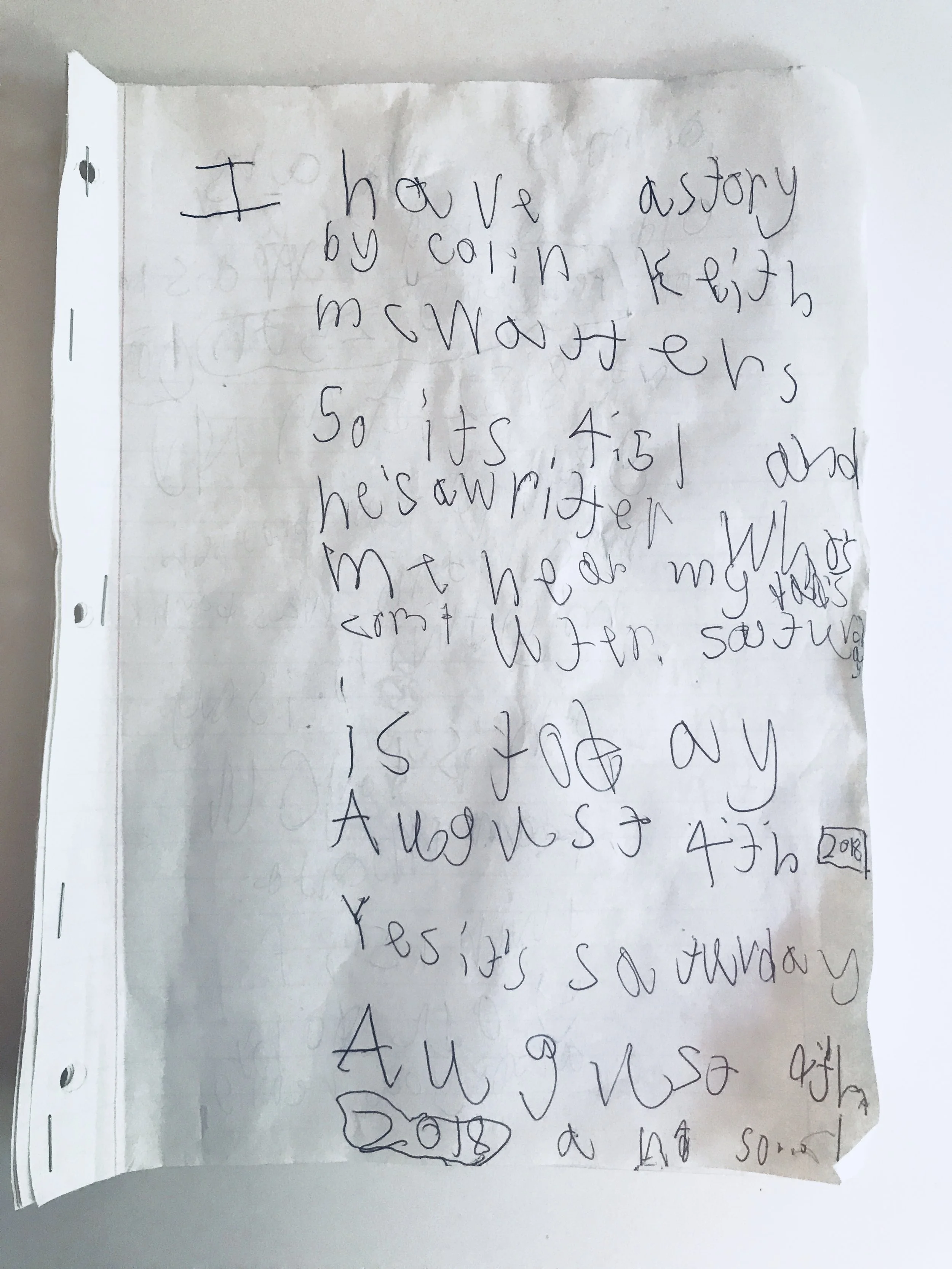 The first page of I have a story
