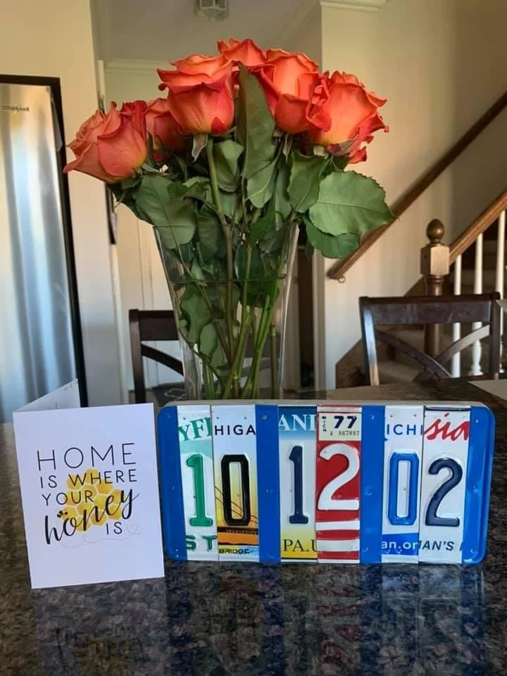 Traditional 10 Year Anniversary Date Sign made from Aluminum