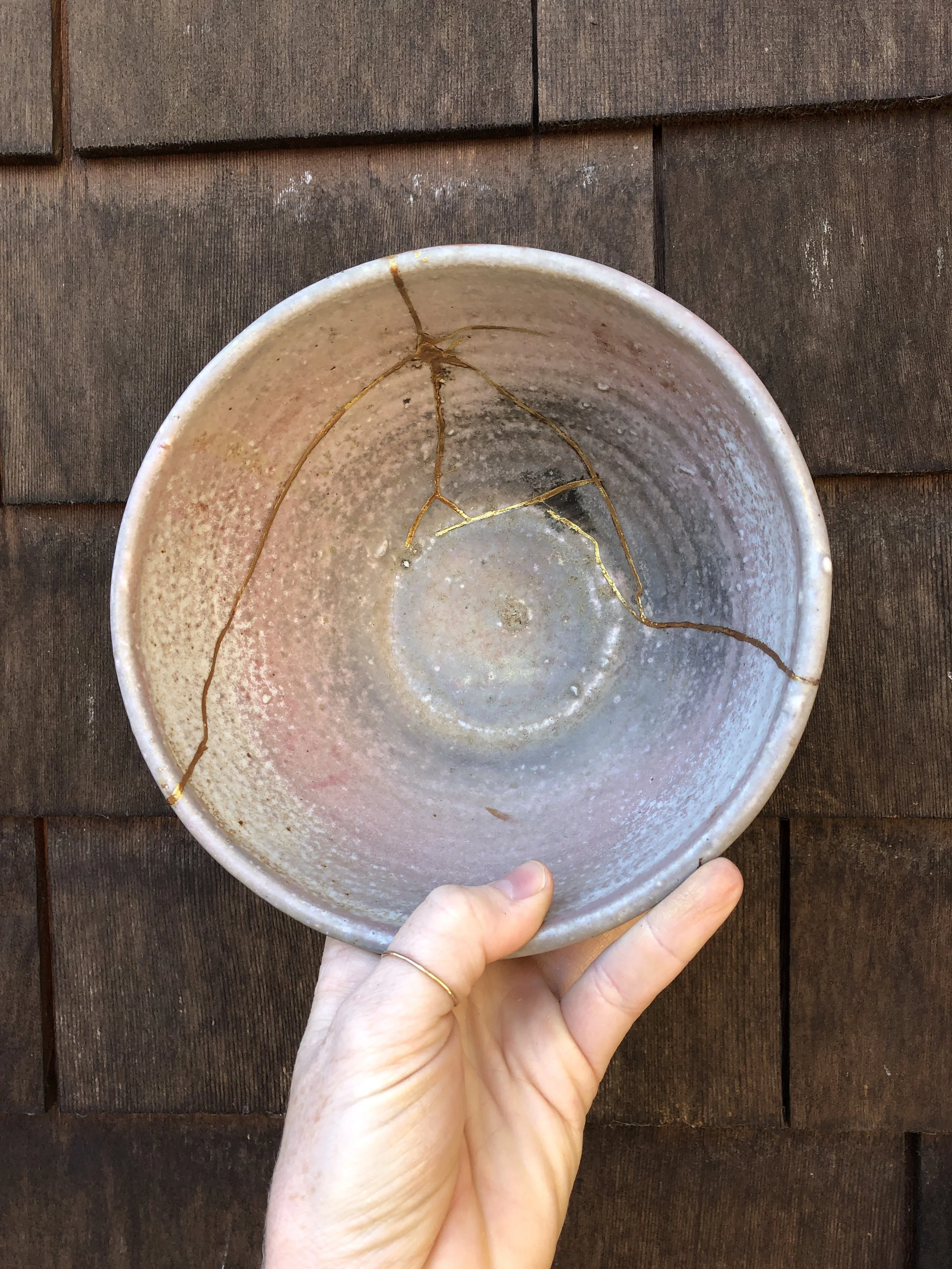 Repair of stoneware pottery bowl